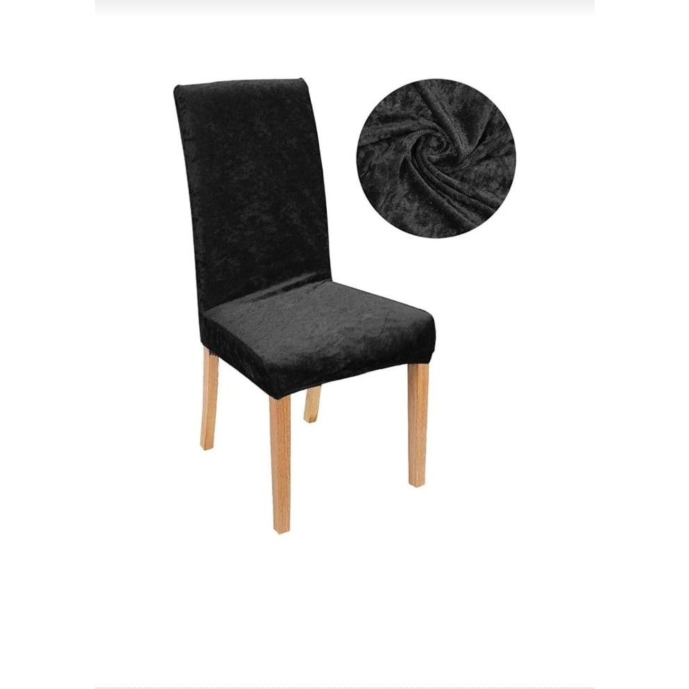 Güzelevim Tekstil Kaliteli Likralı Kadife Sandalye Örtüsü Sandalye Kılıfı Sandalye Koruma Tekli - 35 x 56 cm - Siyah Standart Sandalye Fiyatı