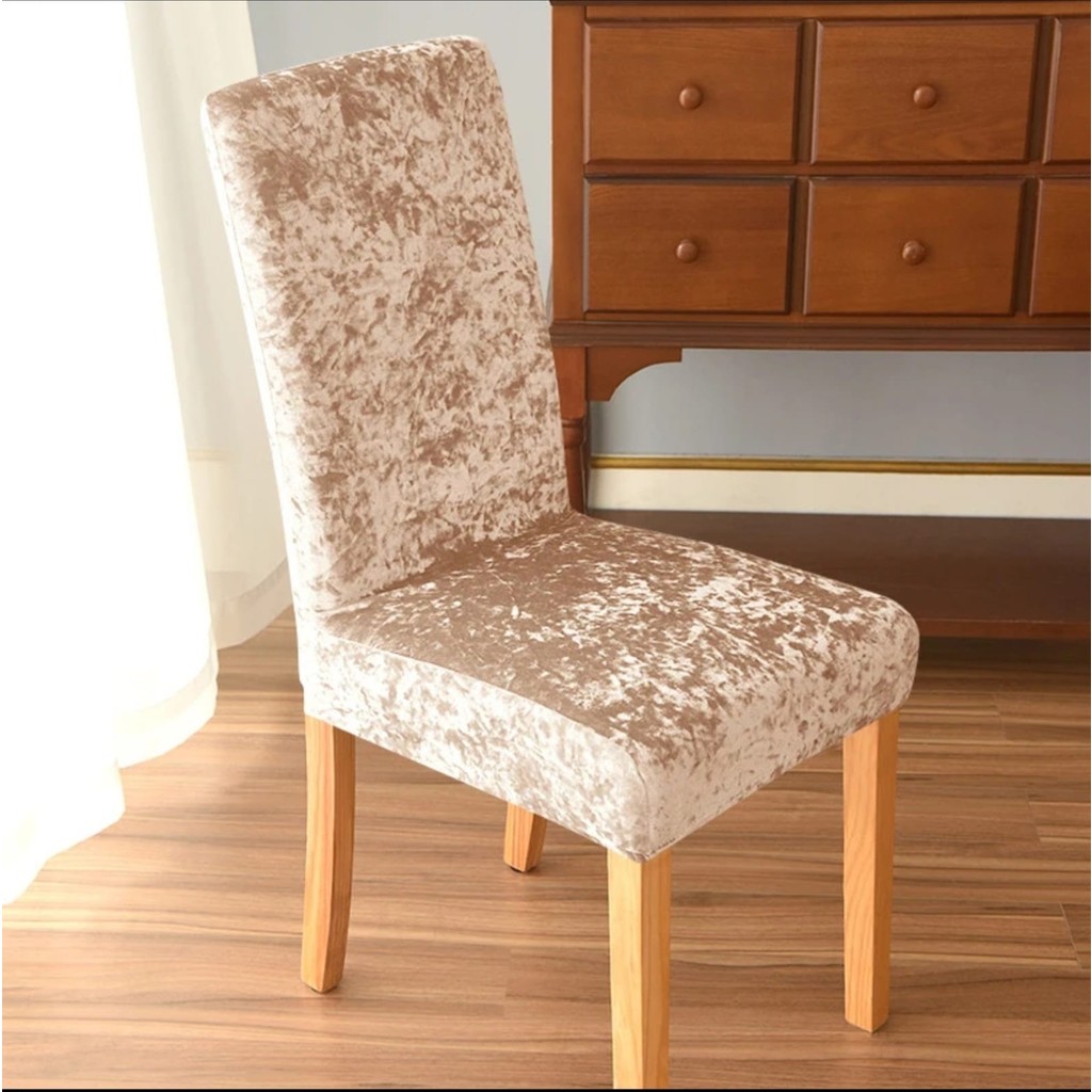 Güzelevim Tekstil Kaliteli Likralı Kadife Sandalye Örtüsü Sandalye Kılıfı Sandalye Koruma Tekli - 35 x 56 cm - Vizon Standart Sandalye Fiyatı