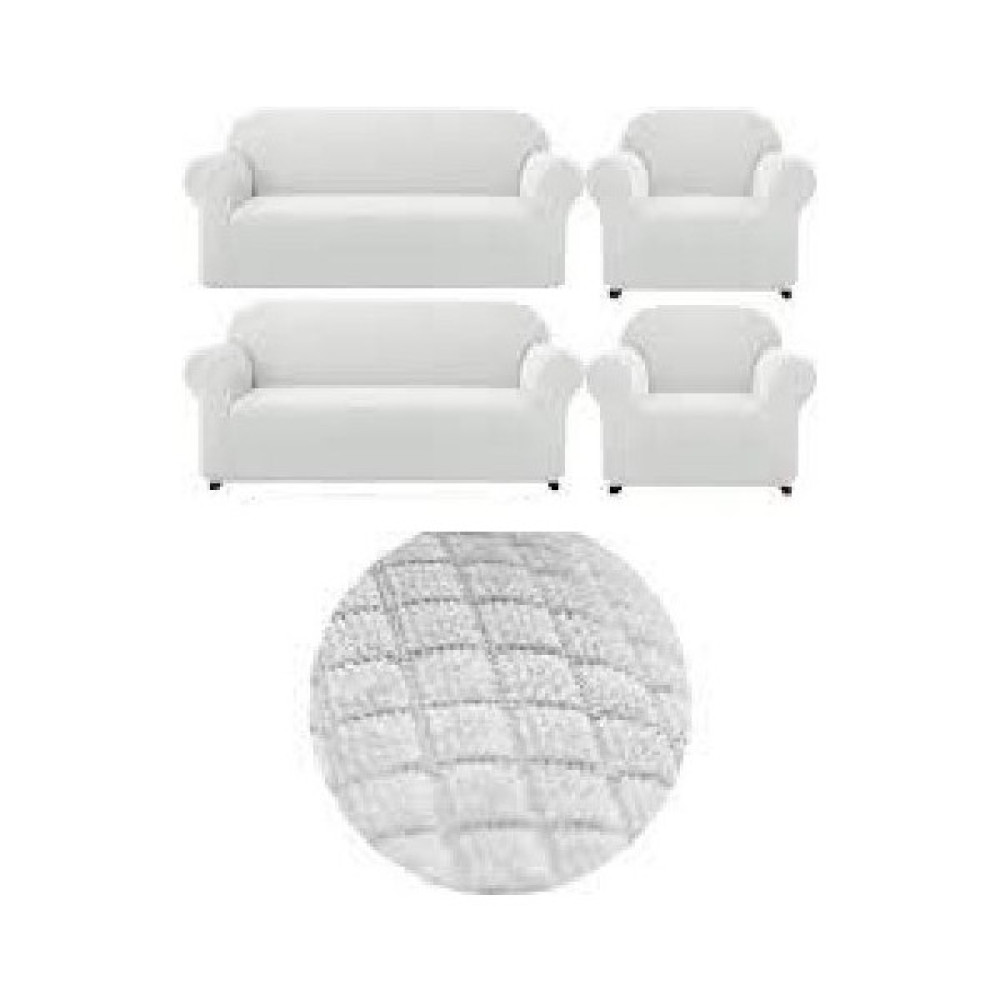 Güzelevim Tekstil Likralı Pitikare Desen Koltuk Takım Kılıfı 3+3+1+1 Elastik Koltuk Örtüsü - 180 x 230 cm - Beyaz Koltuk & Kanepe Örtüsü Fiyatı