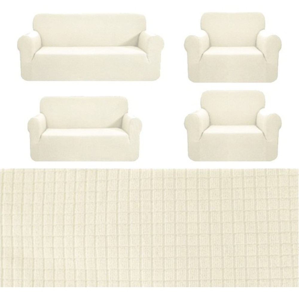 Güzelevim Tekstil Likralı Pitikare Desen Koltuk Takım Kılıfı 3+3+1+1 Elastik Koltuk Örtüsü - 180 x 230 cm - Krem Koltuk & Kanepe Örtüsü Fiyatı