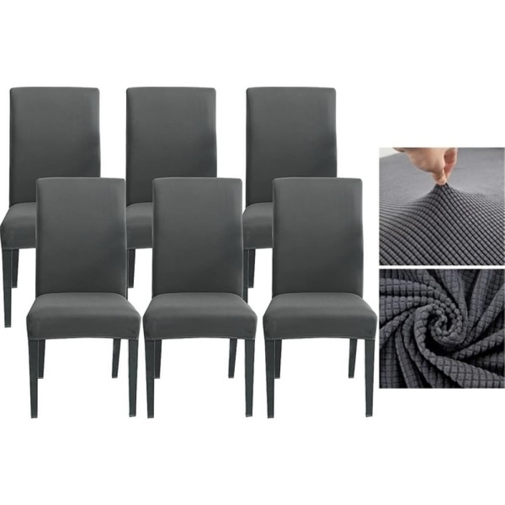 Güzelevim Tekstil Likralı Pitikare Desen Lastikli 6'lı Sandalye Kılıfı Sandalye Örtüsü GZL0000240 - 38 x 56 cm - Antrasit Koltuk & Kanepe Örtüsü Fiyatı