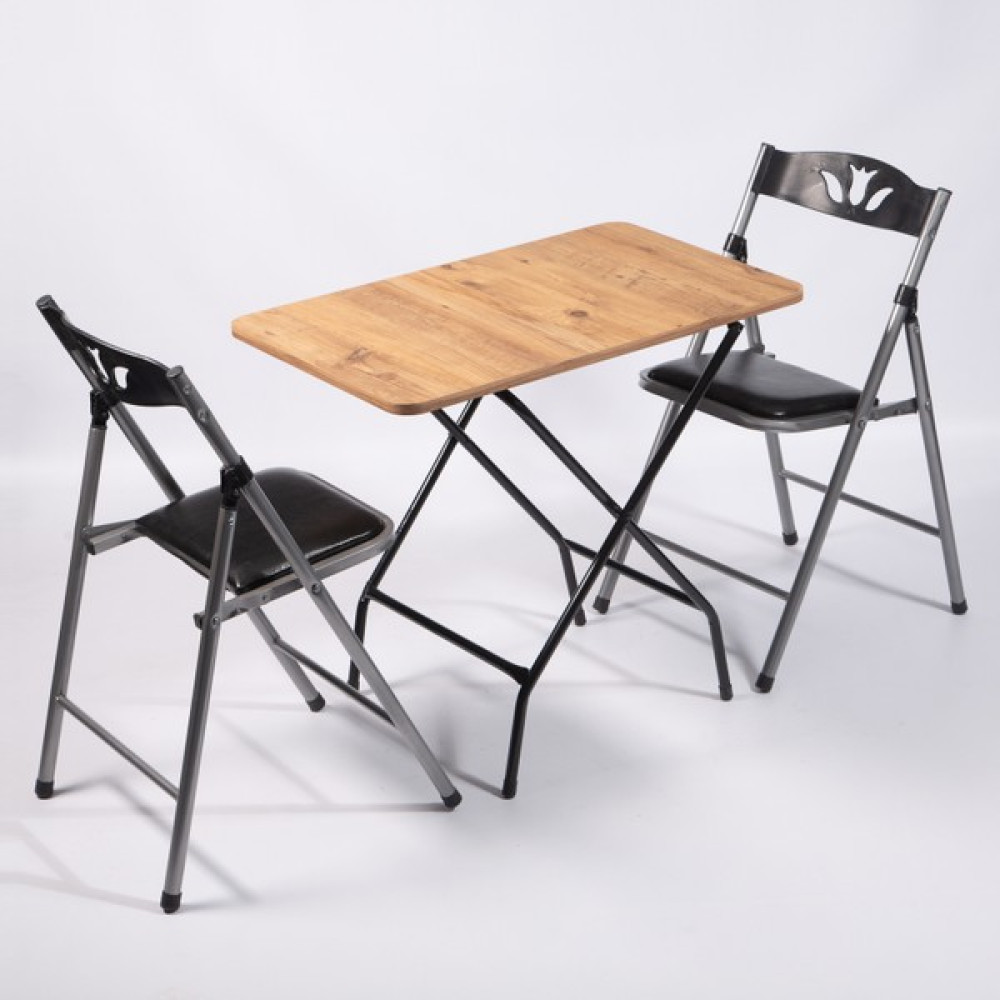Güzelkan Madeni Eşya 50X80 Atlantik Çam Katlanır Masa ve 2 Adet Sandalye Seti 1127 - 50 x 80 cm Masa - Sandalye Seti / Takımı Fiyatı