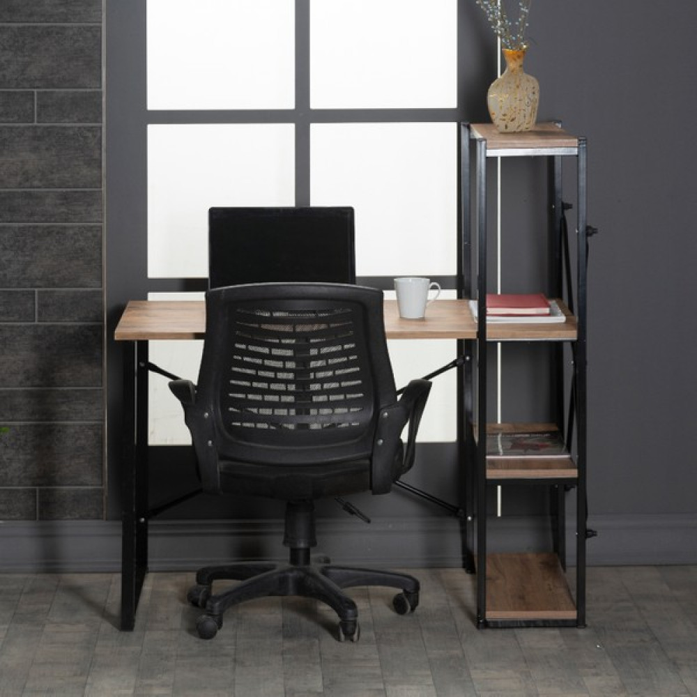 Güzelkan Madeni Eşya Kitaplıklı Çalışma Masası Bilgisayar Ofis Masası 1003 - 114 x 60 x 72,5 cm - Atlantik Çam Çalışma Masası Fiyatı