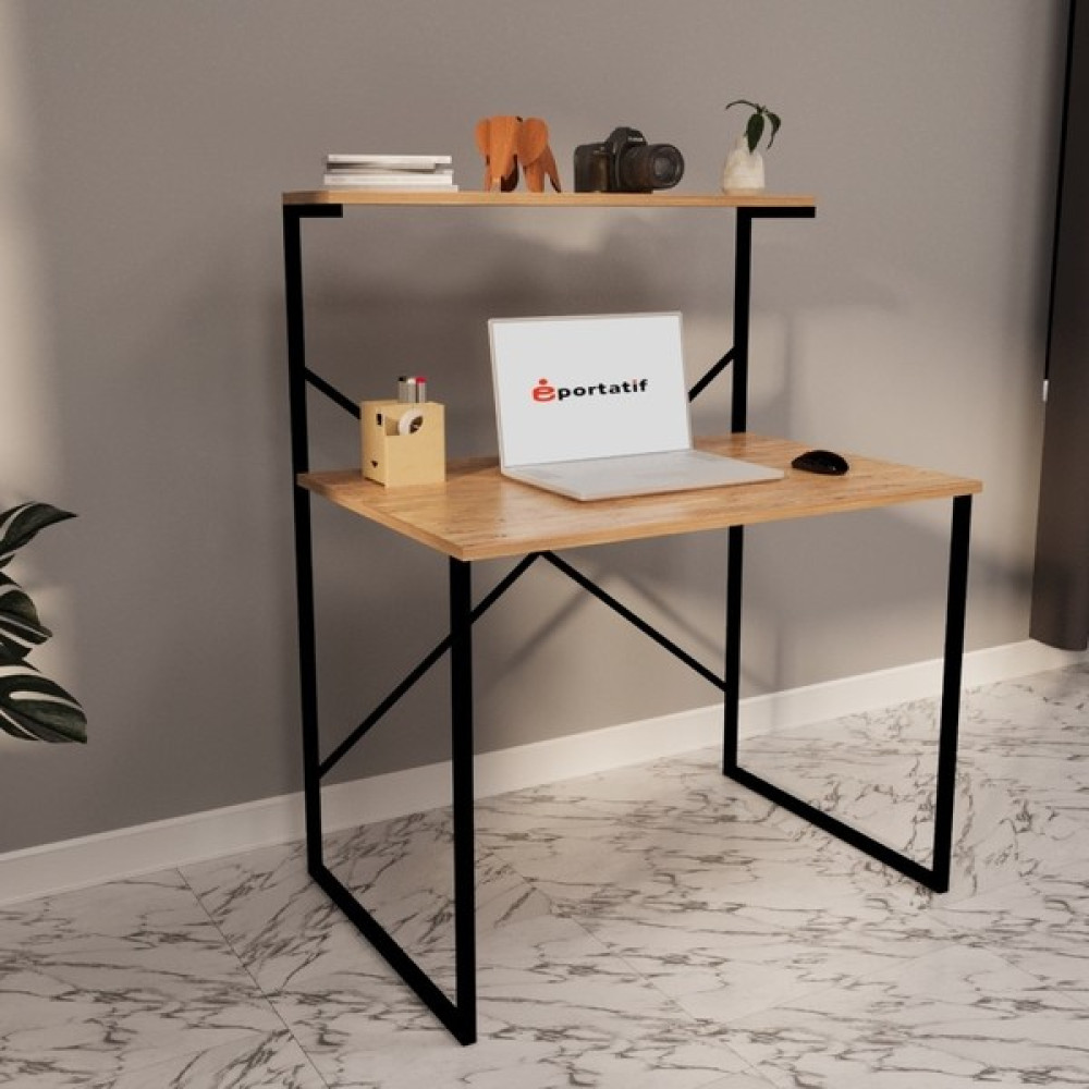 Güzelkan Madeni Eşya Raflı Çalışma Masası 60X90 Ofis Masası Ders Masası Çok Amaçlı Çalışma Masası 1300 - 60*90 - Atlantik Çam Çalışma Masası Fiyatı