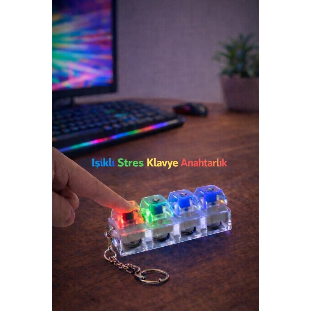 Güzelyüz Avm Işıklı Klavye Anahtarlık Karışık Renk Işıklı Klavye Click Sesli Stres Giderici Anahtarlık Maskot Klavye - Mouse Fiyatı