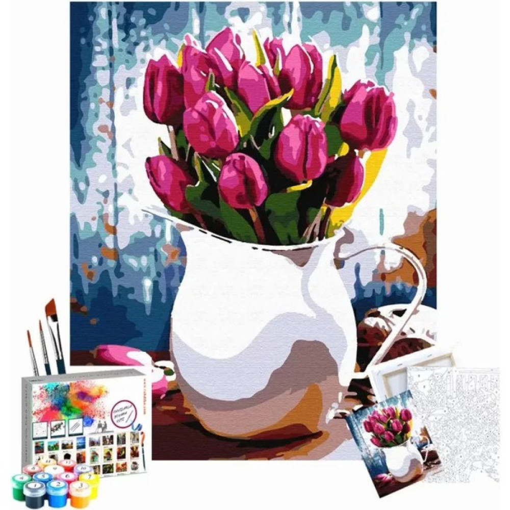 Gvn Art Sayılarla Boyama 40X50 cm N21 Vazodaki Kırmızı Laleler Oto Boyaları Fiyatı