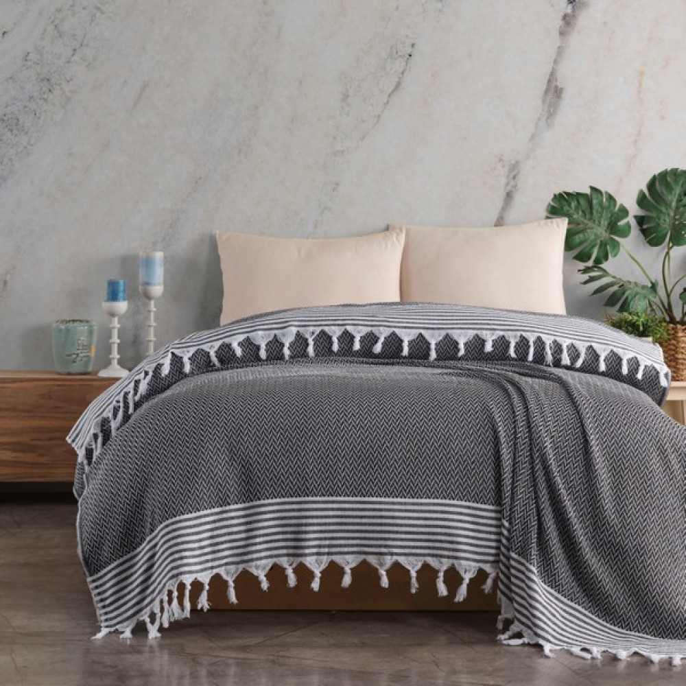 Gvn Home Tekstil Çift Kişilik Pamuklu Pike & Yatak Örtüsü - Siyah Pike & Pike Takımı Fiyatı