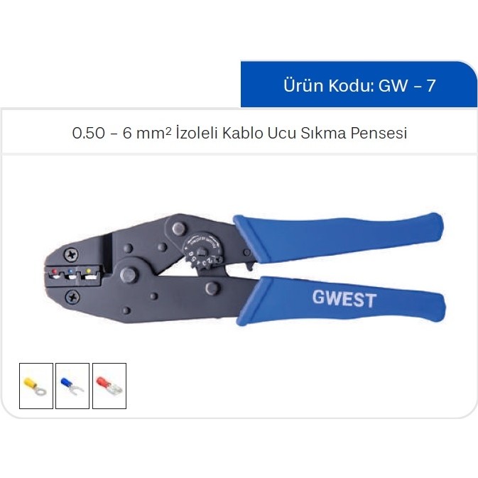 GWEST GW-7 İzoleli Kablo Ucu Sıkma Pensesi 0,5-6mm² SSD / Solid State Drive Fiyatı