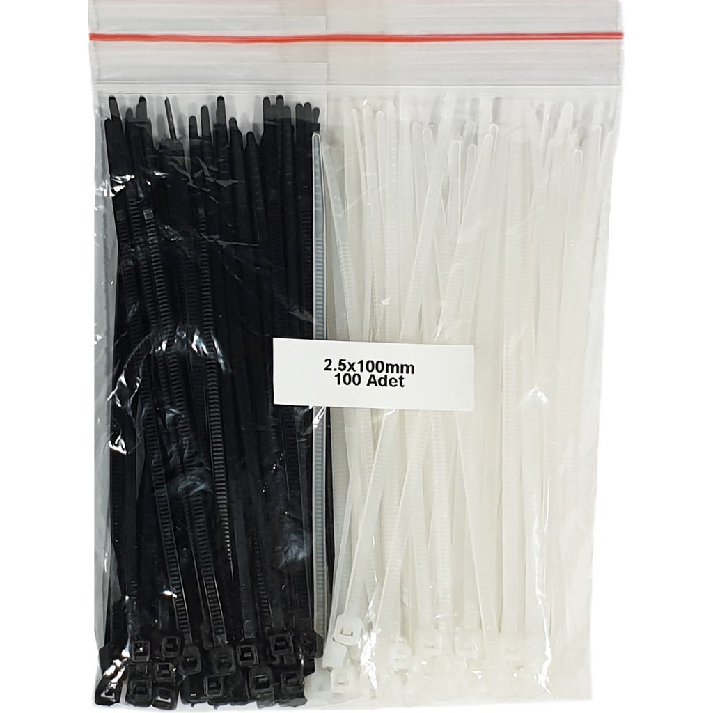 GWEST Plastik Kablo BAĞI-SIYAH+BEYAZ-2,5MMX100MM-CIRT KELEPÇE(100 Adet) Diğer Fiyatı