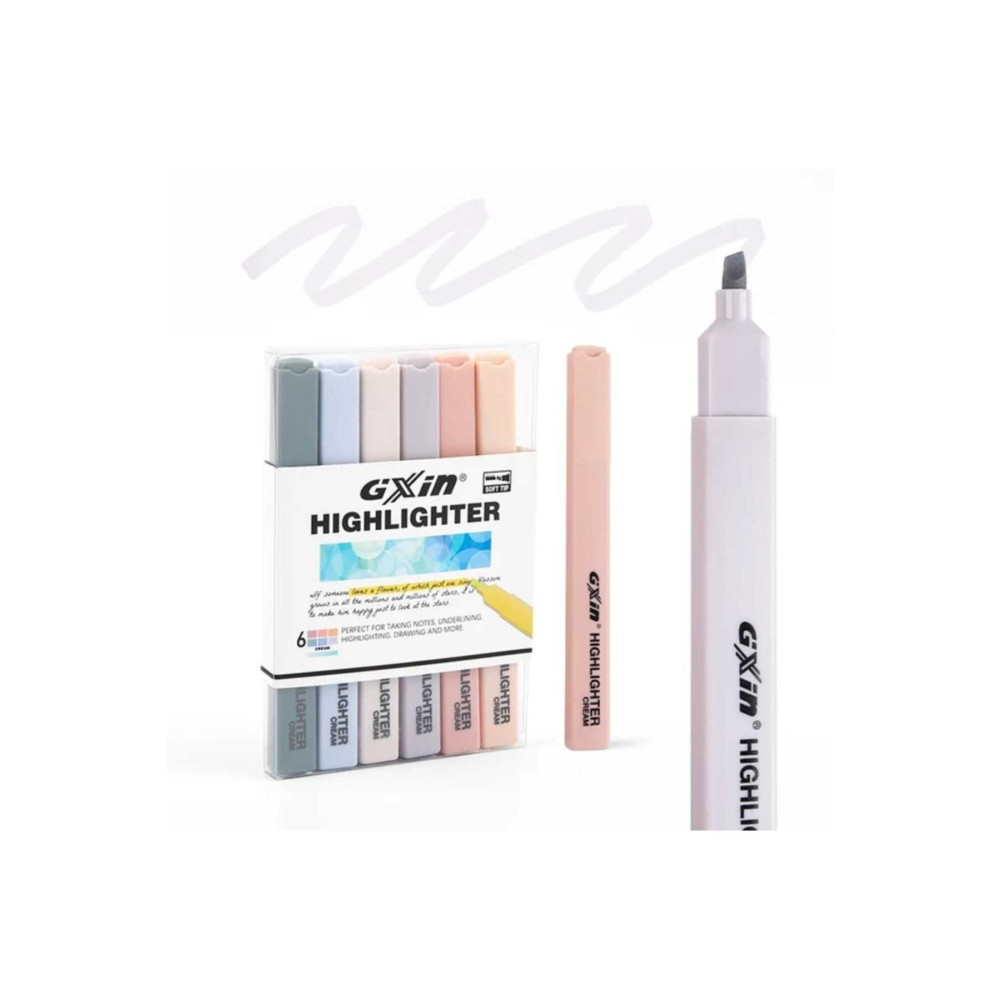 gxin Pastel Highlighter Esnek Ve Yumuşak Uç 6 Renk Fosforlu Kalem Seti Kare Model Fosforlu Kalem Fiyatı