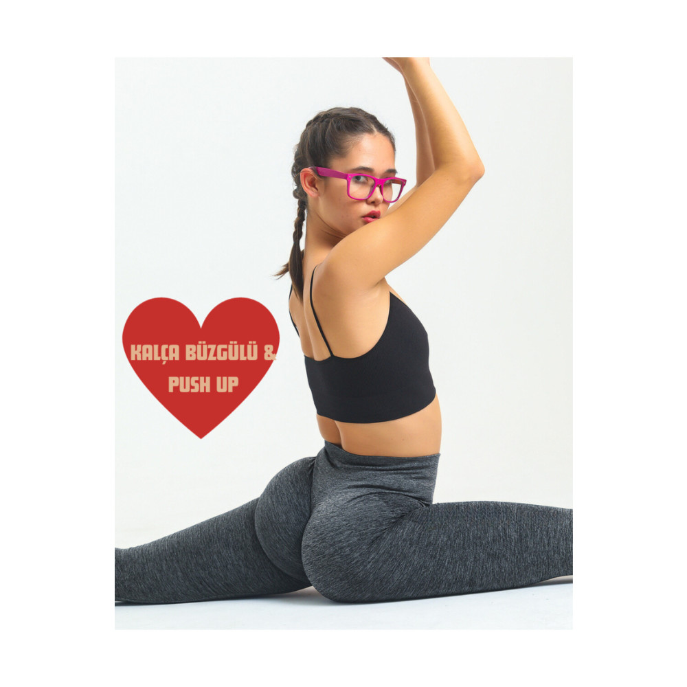 gymhams Gri Kalçası Büzgülü Push Up Kalça Şekillendirici Seamless Likralı Spor Tayt S Beden Tayt Fiyatı