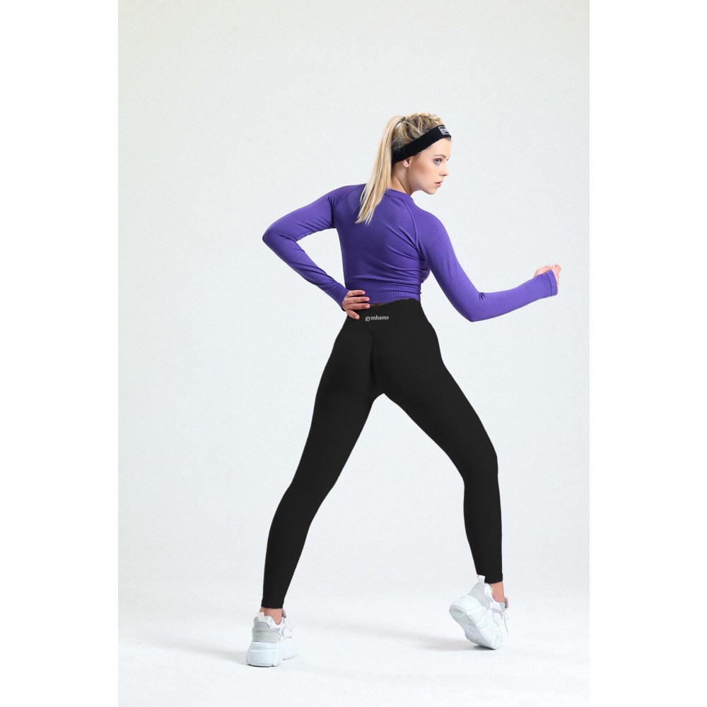 gymhams Siyah Kalçası Büzgülü Ve Ekstra Push Up Seamless Yüksek Bel Kalça Şekillendirici Tayt M Beden Tayt Fiyatı