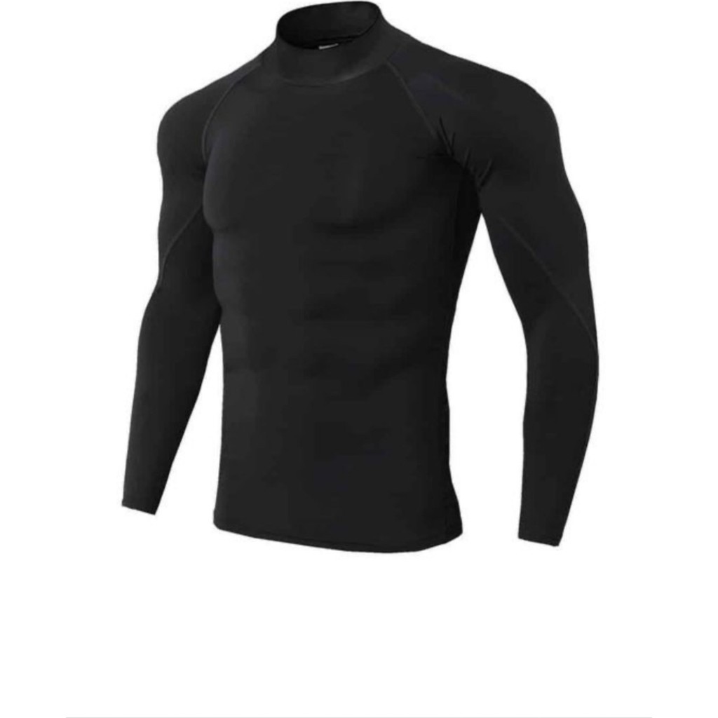 Gymhard Erkek Uzun Kollu Boğazlı Compression T-Shirt Siyah Düz Desenli Nefes Alabilir Kumaş Giyim & İç Giyim Fiyatı