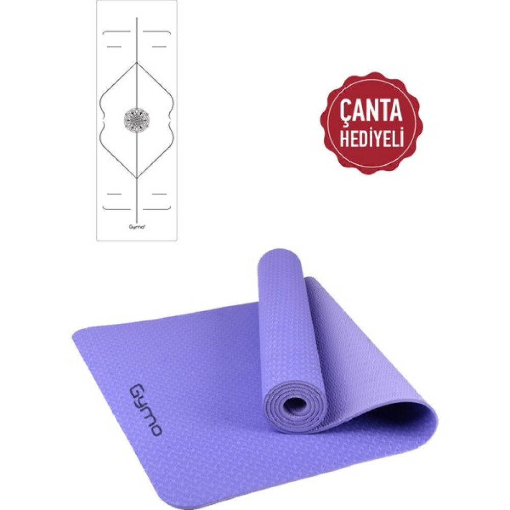 Gymo Hizalamalı 6mm Tpe Yoga Matı Pilates Minderi Lila Pilates Minderi Fiyatı