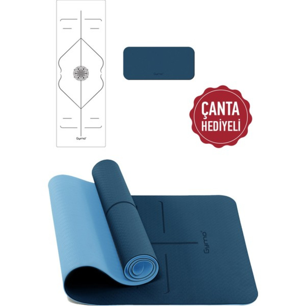 Gymo Hizalamalı Sembol 6mm Tpe Yoga Matı Pilates Minderi Diz Dirsek Koruyucu Mat Hediyeli Mavi Pilates Minderi Fiyatı