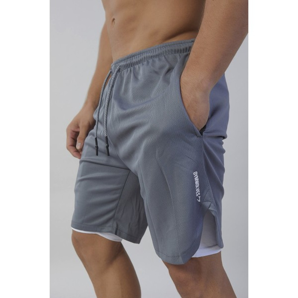 Gymwolves Erkek Spor Şort Çift Katmanlı Antrasit Gri Comfortable Serisi Şort & Kapri (Outdoor) Fiyatı