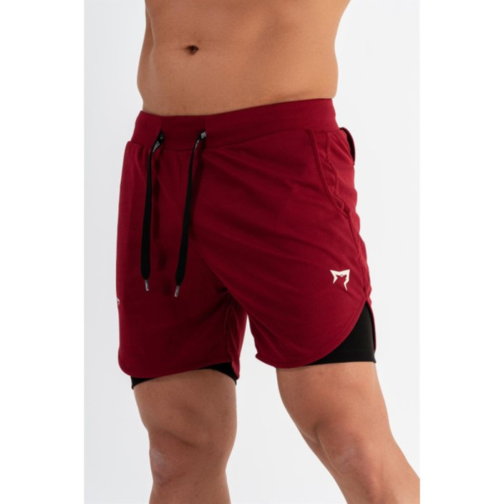 Gymwolves Erkek Spor Şort Çift Katmanlı | Bordo | Comfortable Serisi | Şort & Kapri (Outdoor) Fiyatı