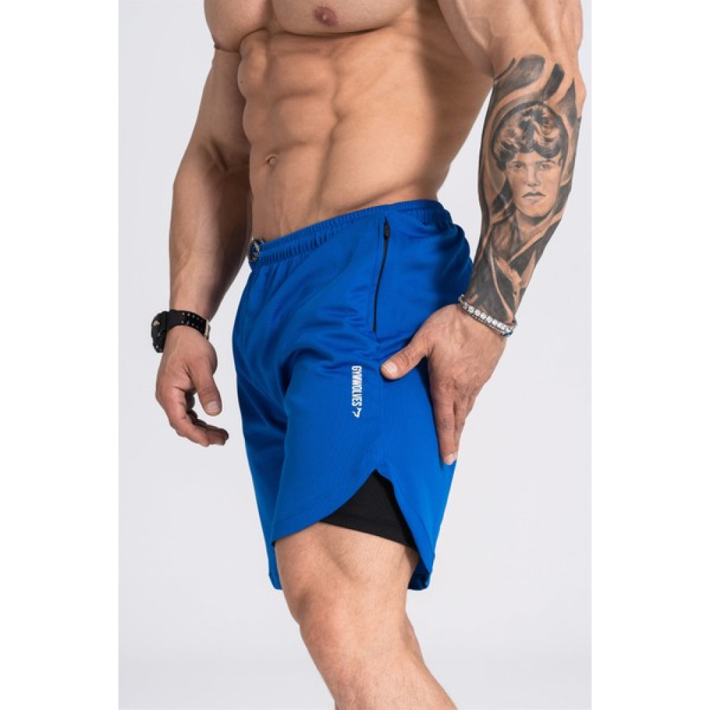 Gymwolves Erkek Spor Şort Çift Katmanlı | Mavi | Comfortable Serisi Şort & Kapri (Outdoor) Fiyatı