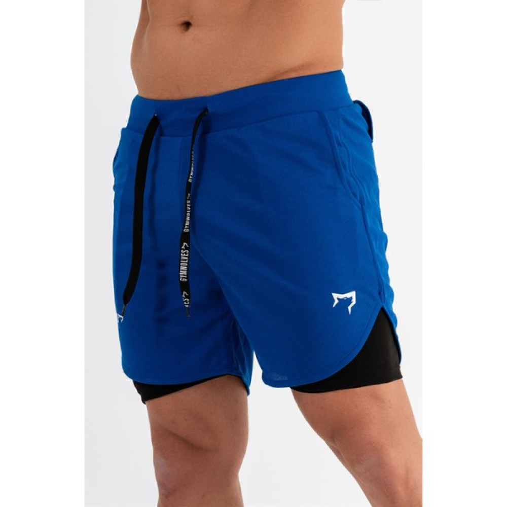 Gymwolves Erkek Spor Şort Çift Katmanlı | Saks | Comfortable Serisi | Şort & Kapri (Outdoor) Fiyatı