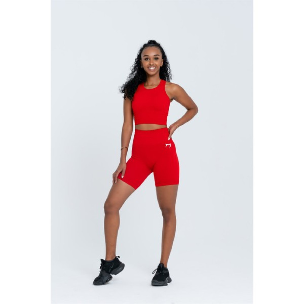 Gymwolves Kadın Spor Şort | Kırmızı | Dikişsiz Spor Şort | Fitilli | Şort & Kapri (Outdoor) Fiyatı