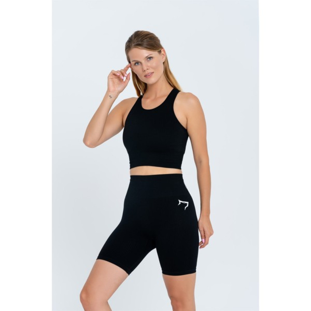 Gymwolves Kadın Spor Şort | Siyah | Dikişsiz Spor Şort | Fitilli | Şort & Kapri (Outdoor) Fiyatı