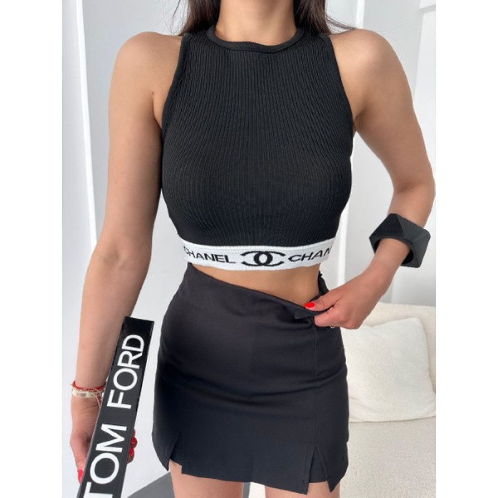 Gys Trade Crop Etek Ucu Chanel Yazılı Crop Bluz Bluz Fiyatı