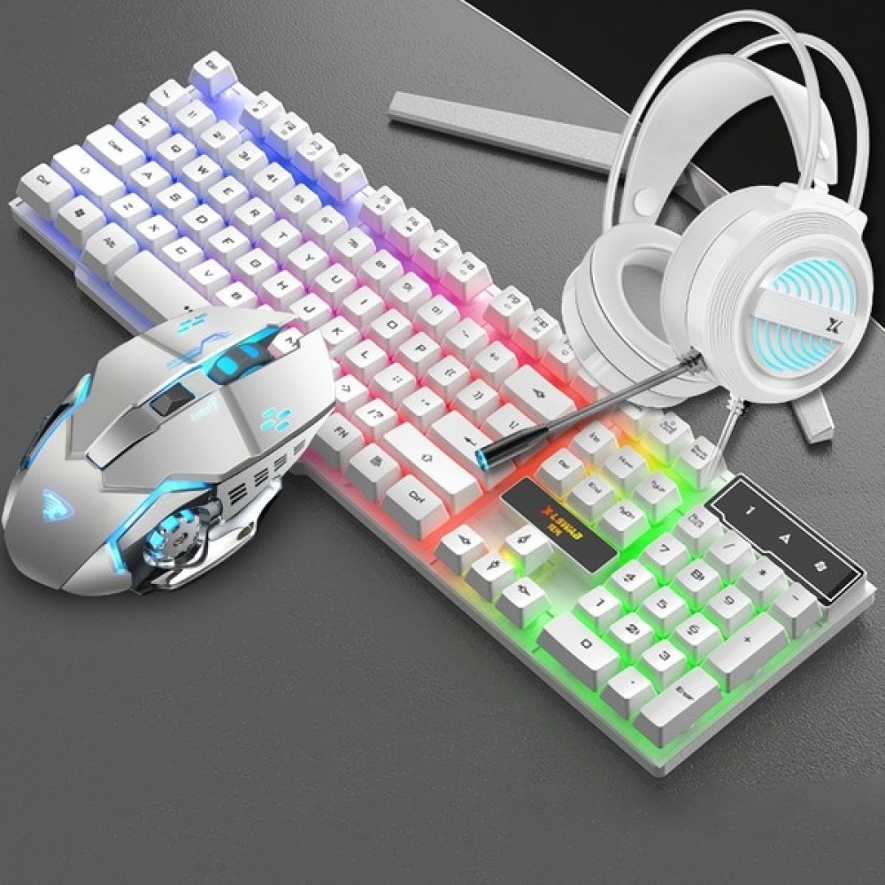 GZPLZ Bilgisayar Klavye + Fare + Kulaklık Seti Beyaz Karışık Işık Beyaz (Yurt Dışından) Klavye - Mouse Fiyatı