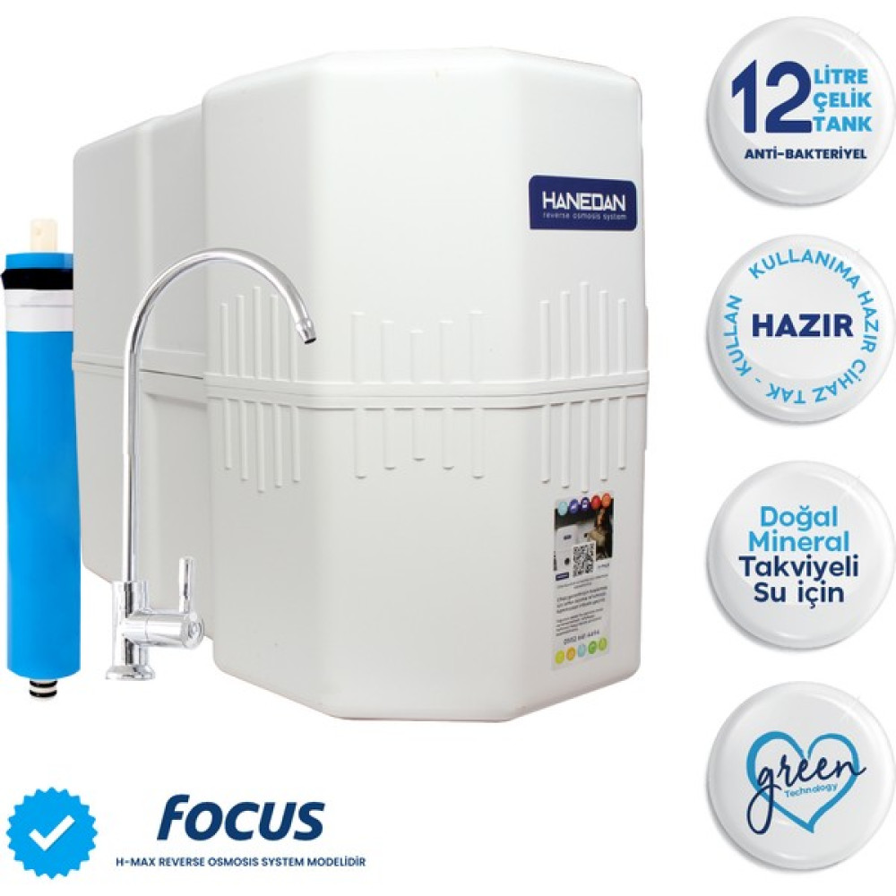 H-Max 13 Aşama Standart Membranlı 12 Litre Çelik Tanklı Mineralli Su Arıtma Cihazı - 0017 - Beyaz Bahçe Makinesi Fiyatı