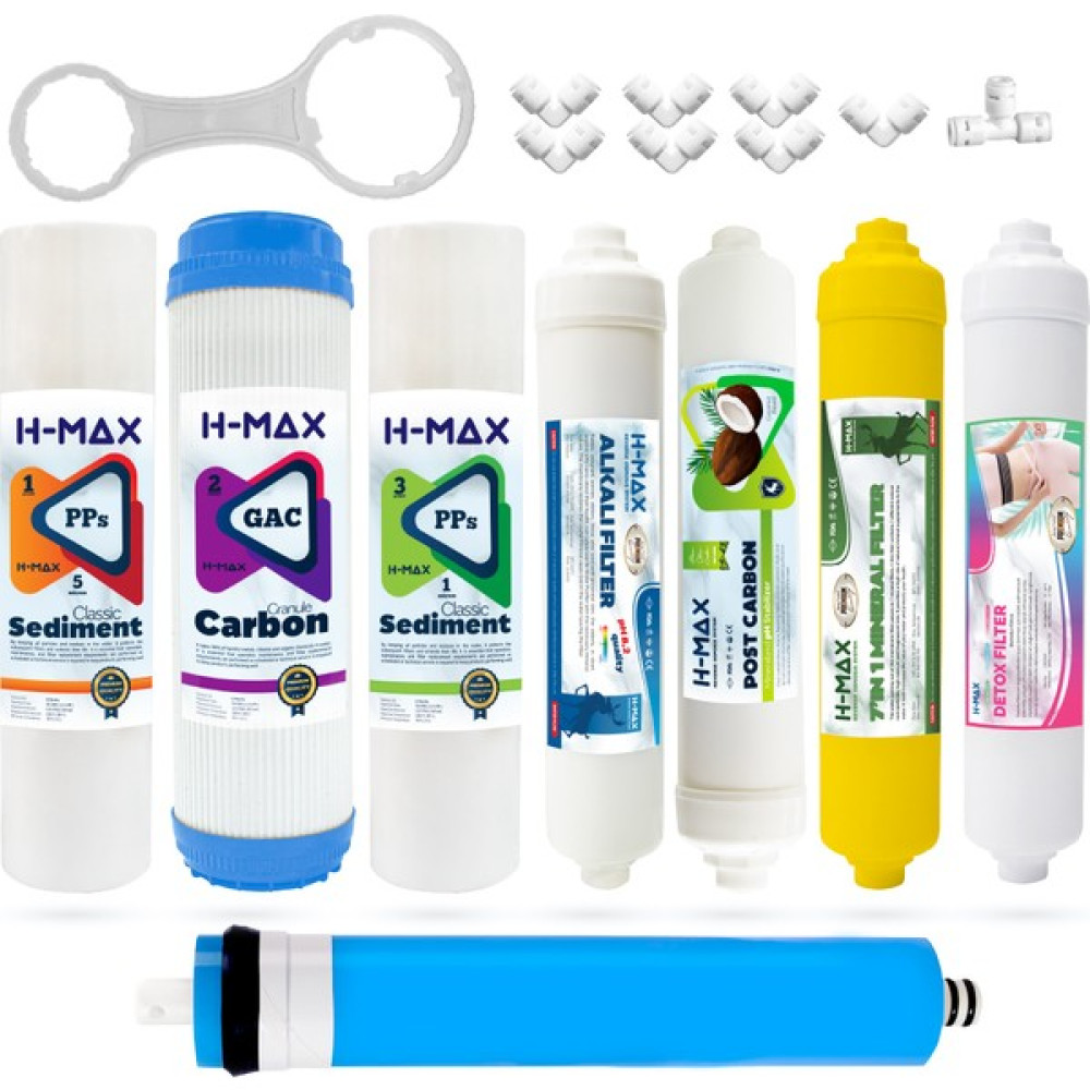 H-Max 75 Gpd Membranlı Açık Kasa Su Arıtma 8'li Filtre Seti - 0044 - Beyaz Bahçe Makinesi Aksesuar & Yedek Parça Fiyatı
