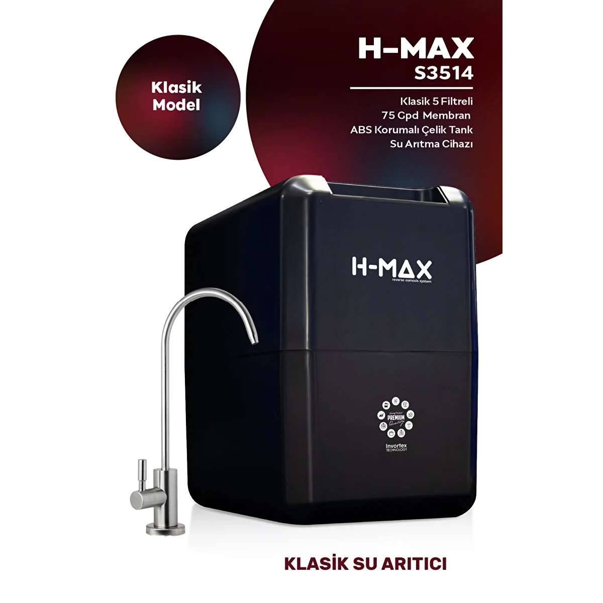 H-MAX 8 Litre 5 Aşama 75 Gpd Su Arıtma Cihazı (hediyeli) Hmaxs3514 Su Arıtma Cihazı Fiyatı