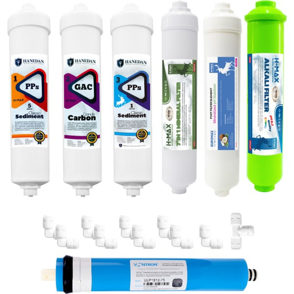 H-MAX Reverse Osmosis System Vontron Kapalı Kasa Tüm Su Arıtma Cihazlarına Uyumlu 7'li Filtre Takımı 80 Gpd Membranlı Bahçe Makinesi Aksesuar & Yedek Parça Fiyatı