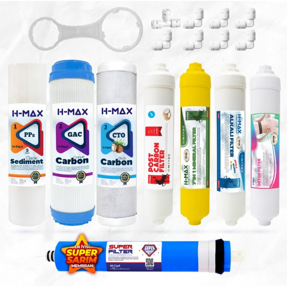 H-Max Süper Membranlı Açık Kasa Su Arıtma 8'li Filtre Seti - 0046 - Beyaz Bahçe Makinesi Aksesuar & Yedek Parça Fiyatı
