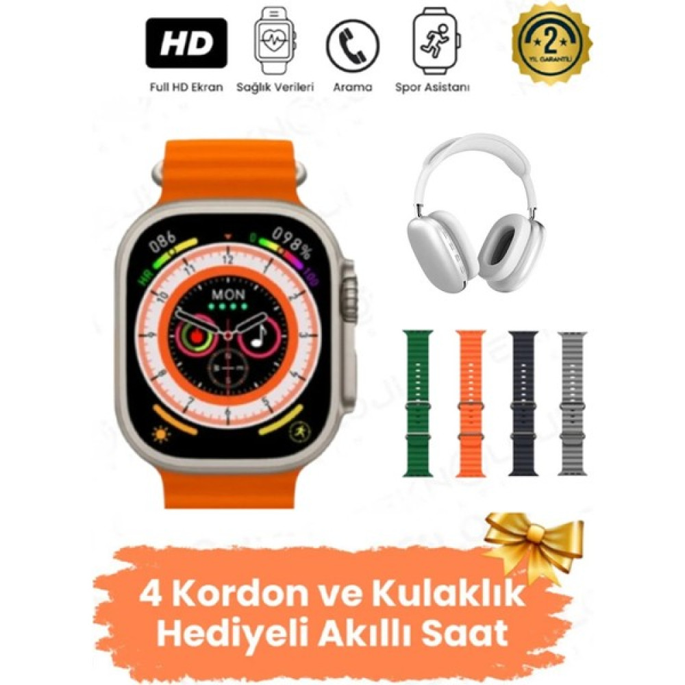 H27 Ultra 3 Akıllı Saat 2,19 Ekran Nfc Gps, Bluetooth Kulaklık ve 4 Kordon Hediyeli Kombinasyon Set Diğer Fiyatı