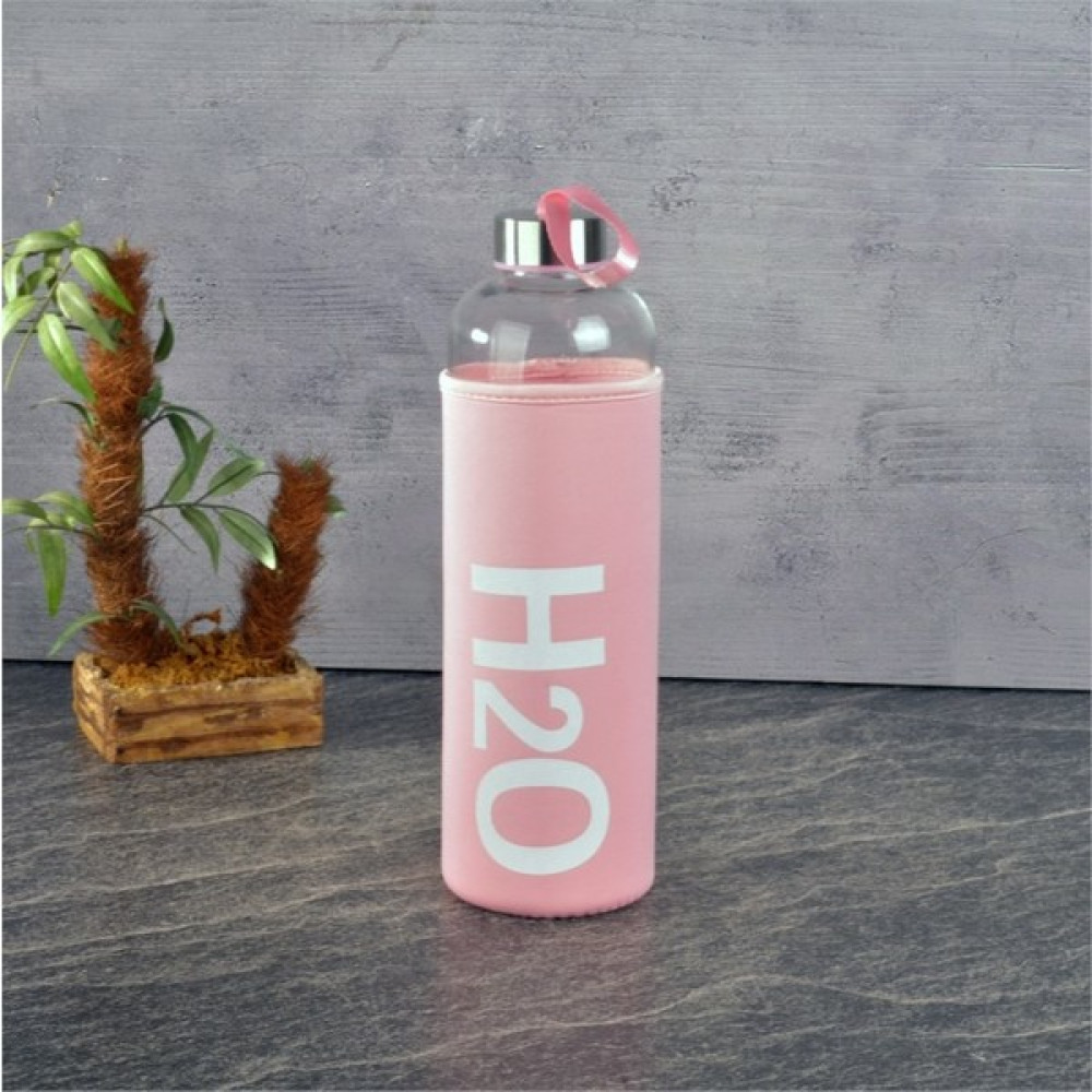 H2o H20 Kılıflı Cam Matara 1000 ml - Pembe - 1 Adet Suluk Fiyatı