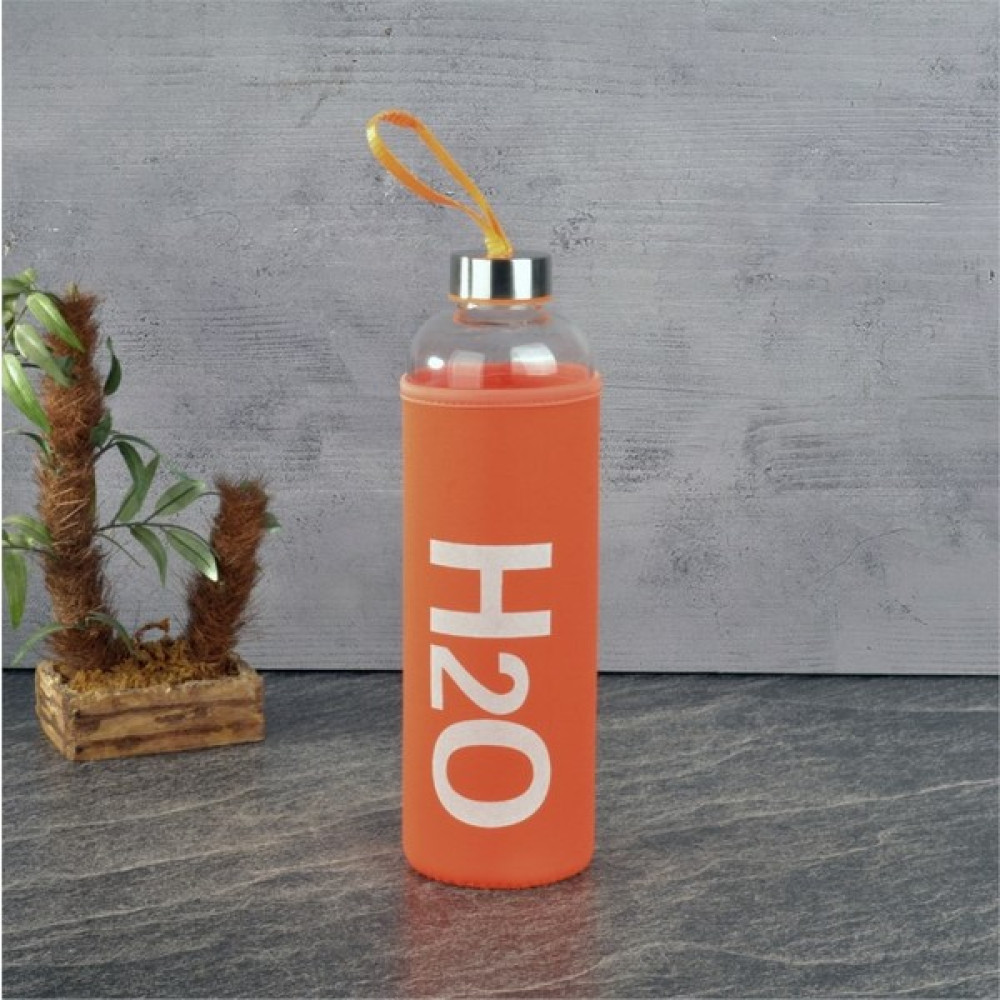 H2o H20 Kılıflı Cam Matara 1000 ml - Turuncu - 1 Adet Suluk Fiyatı