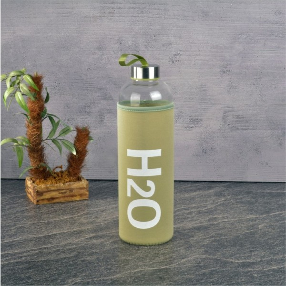 H2o H20 Kılıflı Cam Matara 1000 ml - Yeşil - 1 Adet Suluk Fiyatı