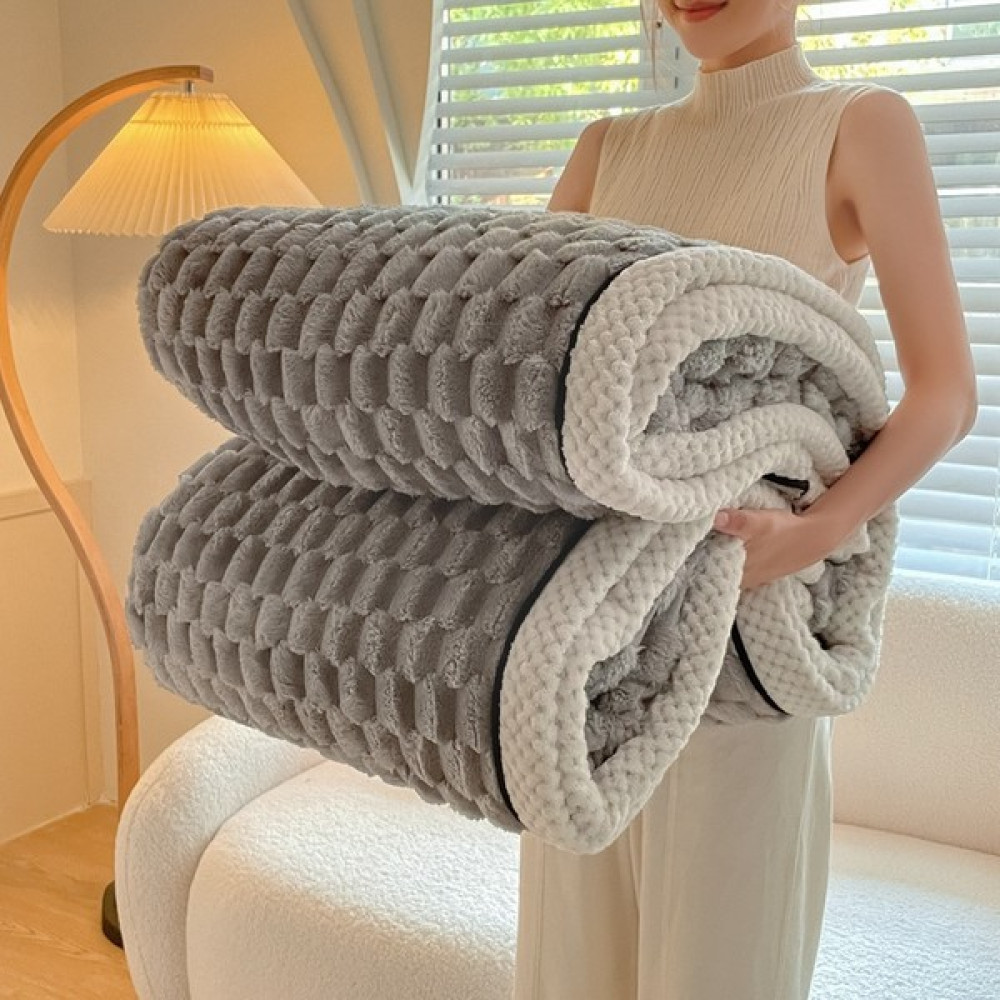 H9 Kış Tek Katmanlı Battaniye Yatak Odası Kalınlaşmış Sıcak Çok Fonksiyonlu Çift Taraflı Polar Battaniye (Yurt Dışından) - 150 x 200 cm - Açık Gri Battaniye Fiyatı