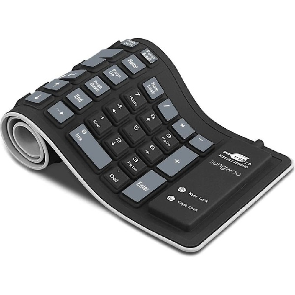 Habby Katlanabilir Silikon Klavye USB Kablolu Su Geçirmez Klavye (Siyah+Gri) (Yurt Dışından) - Siyah Oyuncu Klavyesi Fiyatı