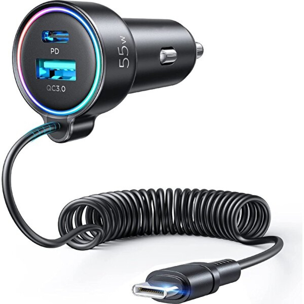 Habby Lx-Usb Çok Bağlantı Noktalı Kablolu Araç Şarj CIHAZI-55W Üçü Bir Arada Kablolu Araç Şarj Cihazı (C Tipi) Siyah (Yurt Dışından) Oto Teypleri Fiyatı