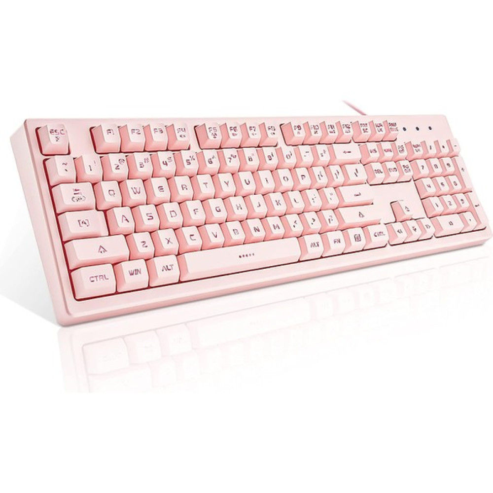 Habby Pembe 104 Tuşlu Sessiz Aydınlatmalı Klavye, Suya Dayanıklı Kablolu USB (Yurt Dışından) Oyuncu Klavyesi Fiyatı
