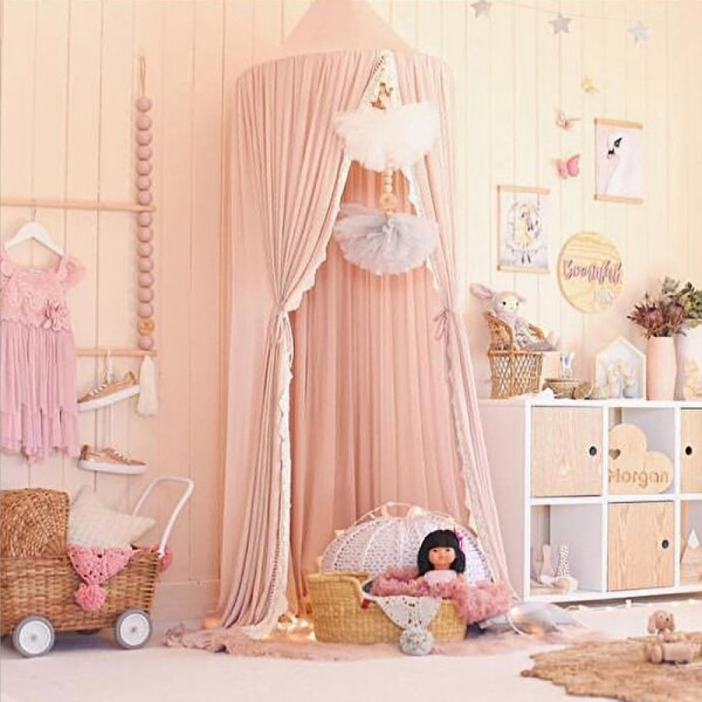 Habby Şifon Dantel Çocuk Çadırı Basit Bebek Cibinlik (Yurt Dışından) - 36*30*6cm - Pembe Bebek Cibinlik Fiyatı