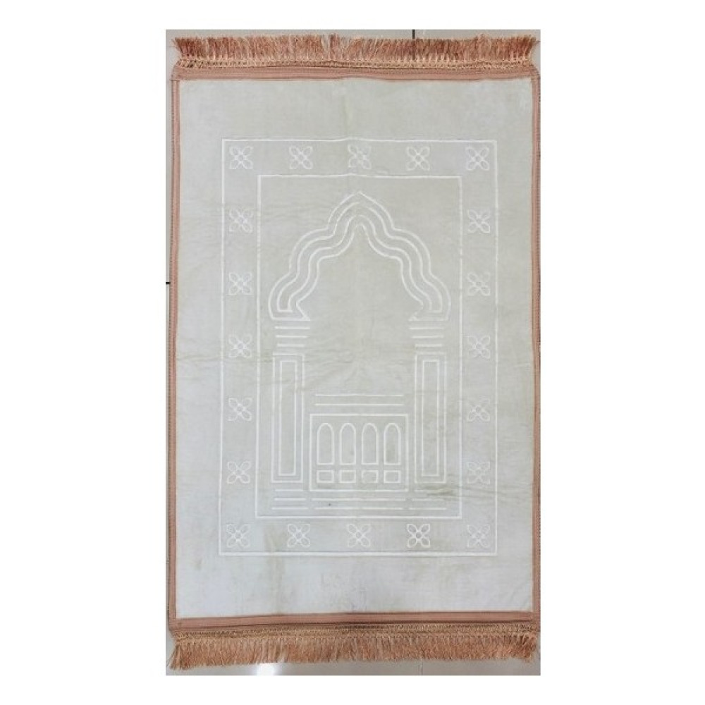 Hac Dünyası Lüks Kalın Yumuşak Peluş Seccade Kaymaz Taban Özellikli Çantalı - Beyaz 80 x 120 cm Seccade Fiyatı