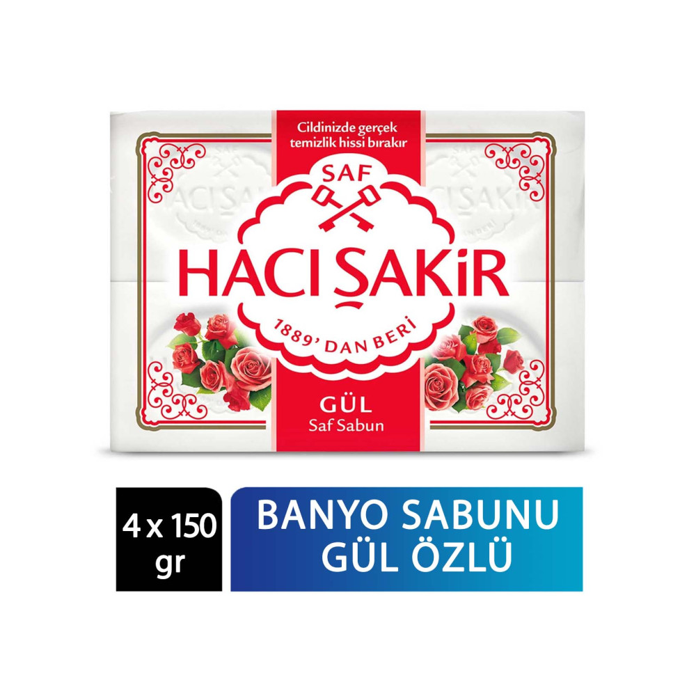 Hacı Şakir Banyo Sabunu 4 x 150 gr Gül Sabunlar Fiyatı