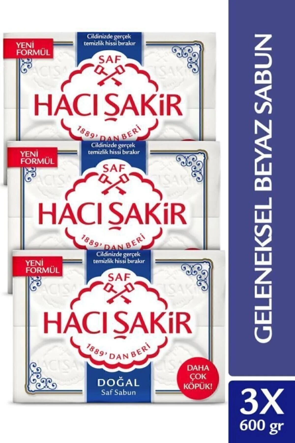 Hacı Şakir Doğal Geleneksel Saf Beyaz Sabun 4x150 gr X3 Adet" Vücut Bakımı Fiyatı