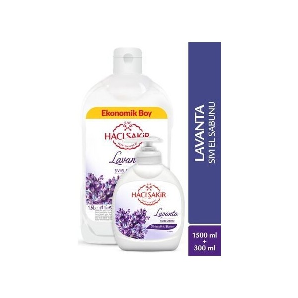 Hacı Şakir Lavanta Sıvı El Sabunu Doğal Temizlik ve Bakım 1500 ml + 300 ml Ekonomik Set Sabunlar Fiyatı