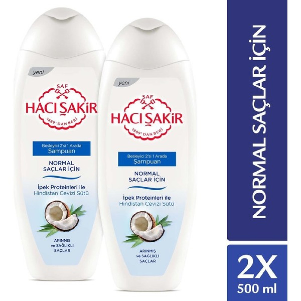 Hacı Şakir Normal Saçlar Için Hindistan Cevizi Sütlü Besleyici 2'Si 1 Arada 0şampuan 500 Ml X2 Adet Şampuan ve Saç Kremi Fiyatı
