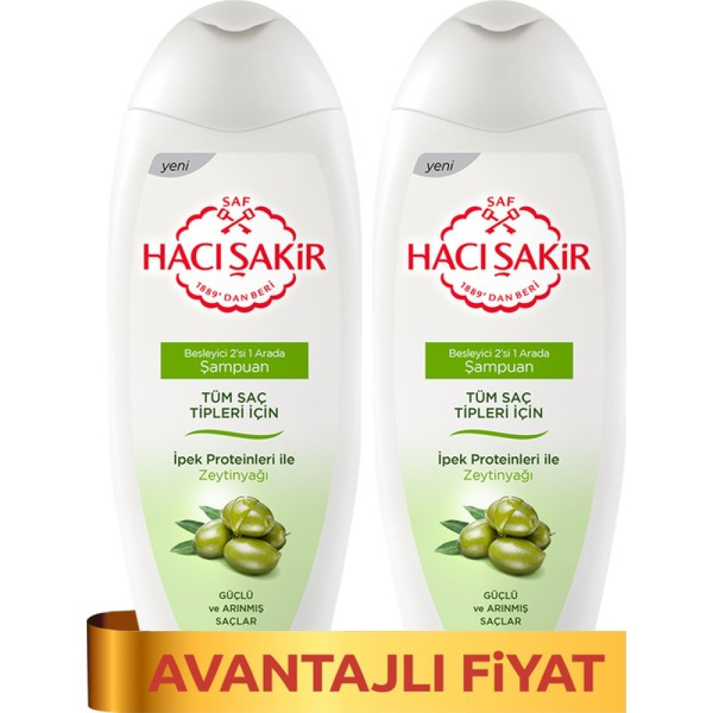 Hacı Şakir Şampuan Kremli Zeytinyağı - Tüm Saçlar 500 ml x 2 Şampuan ve Saç Kremi Fiyatı