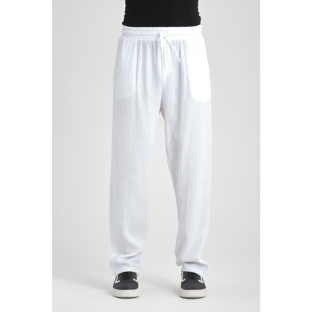 Hafif ve Rahat Müslin Baggy Erkek Pantolon - Beyaz Erkek Pantolon Fiyatı