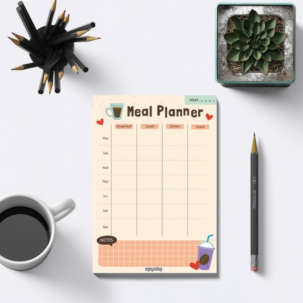 Haftalık Planlayıcı, Yemek Planlayıcı, Yapılacaklar Listesi, Günlük Planlayıcı, Memopad, Bloknot - Renkli - Üstten Tutkallı - A5 Not Defteri & Bloknot Fiyatı