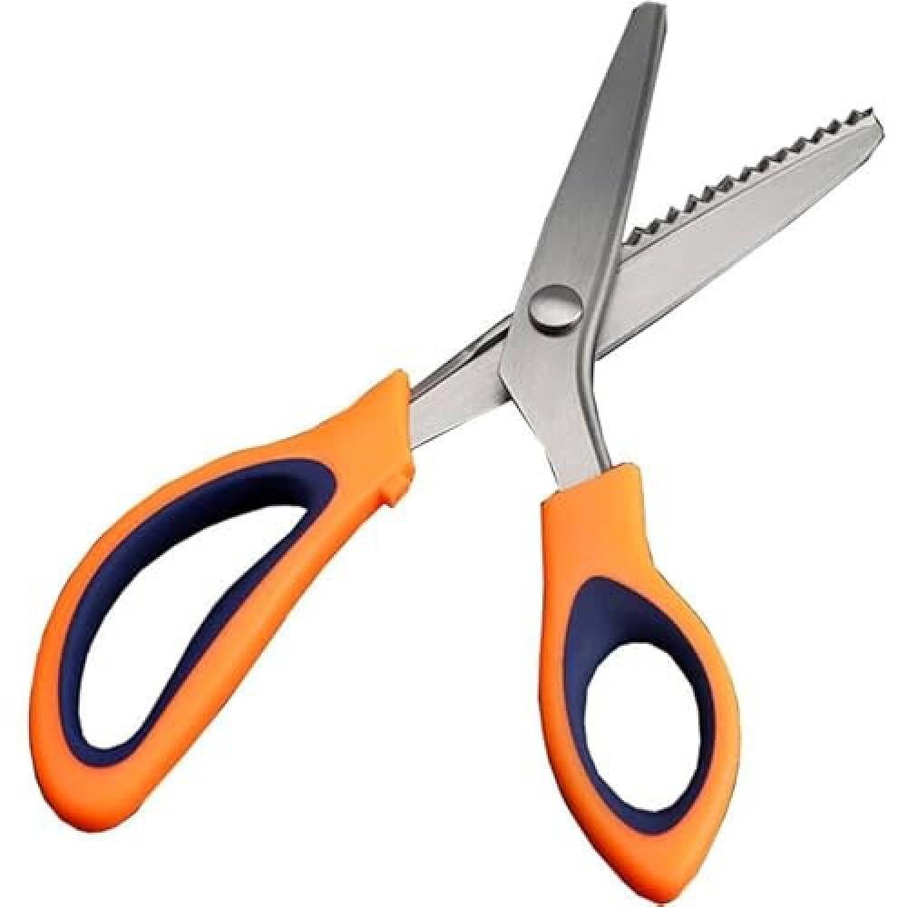 HAGBOU Pinking Shears for Fabric Cutting, 9 Inch Zig Zag Scissors, Professional Sewing Pinkg Shears Zigzag Scissors Crinkle Scissors, Scrapbook Scissors Decorative Edge (Orange), SE003
